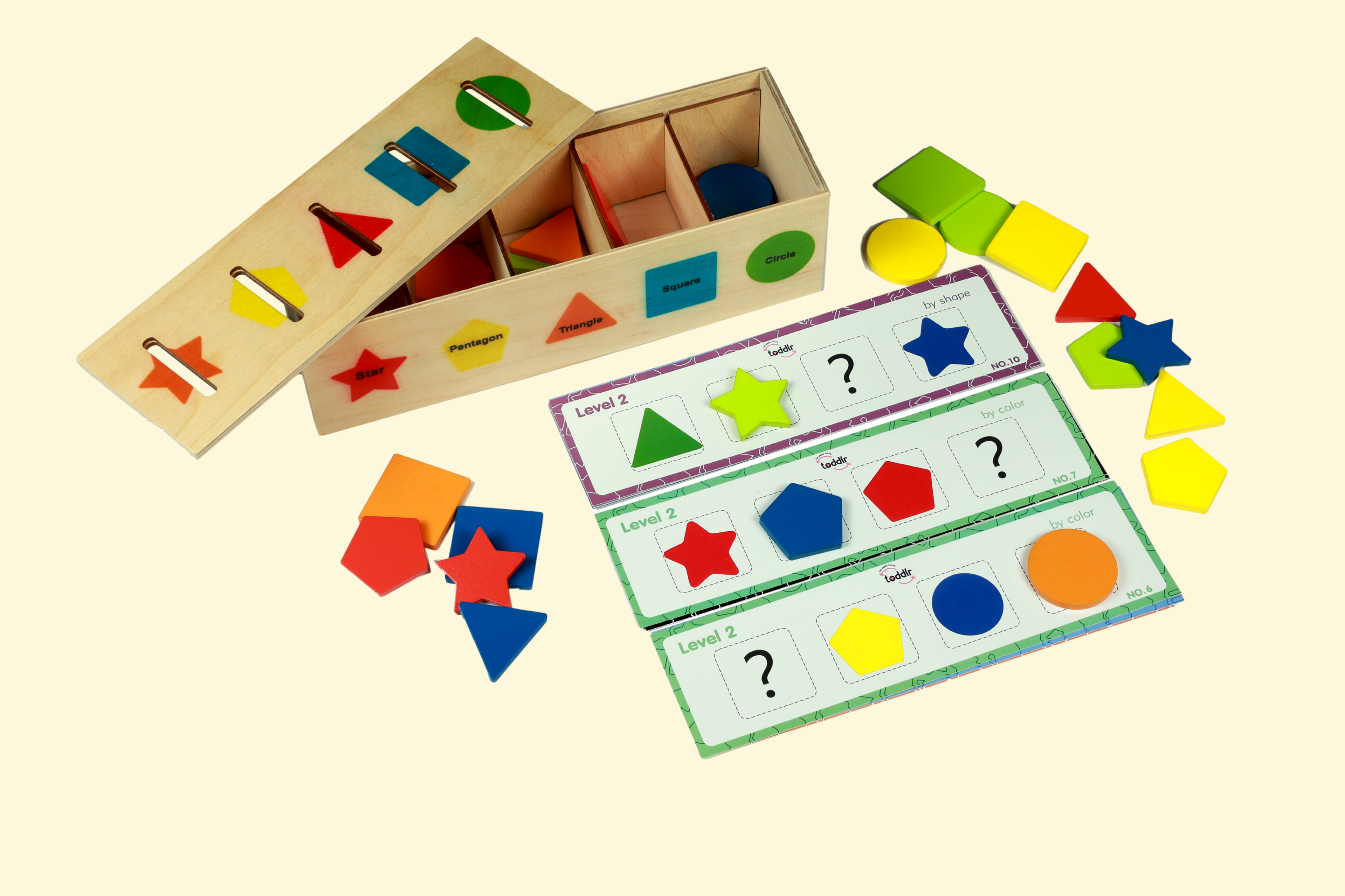 Shape Studio toddlr - complete toy set with wooden shapes tray and pattern cards