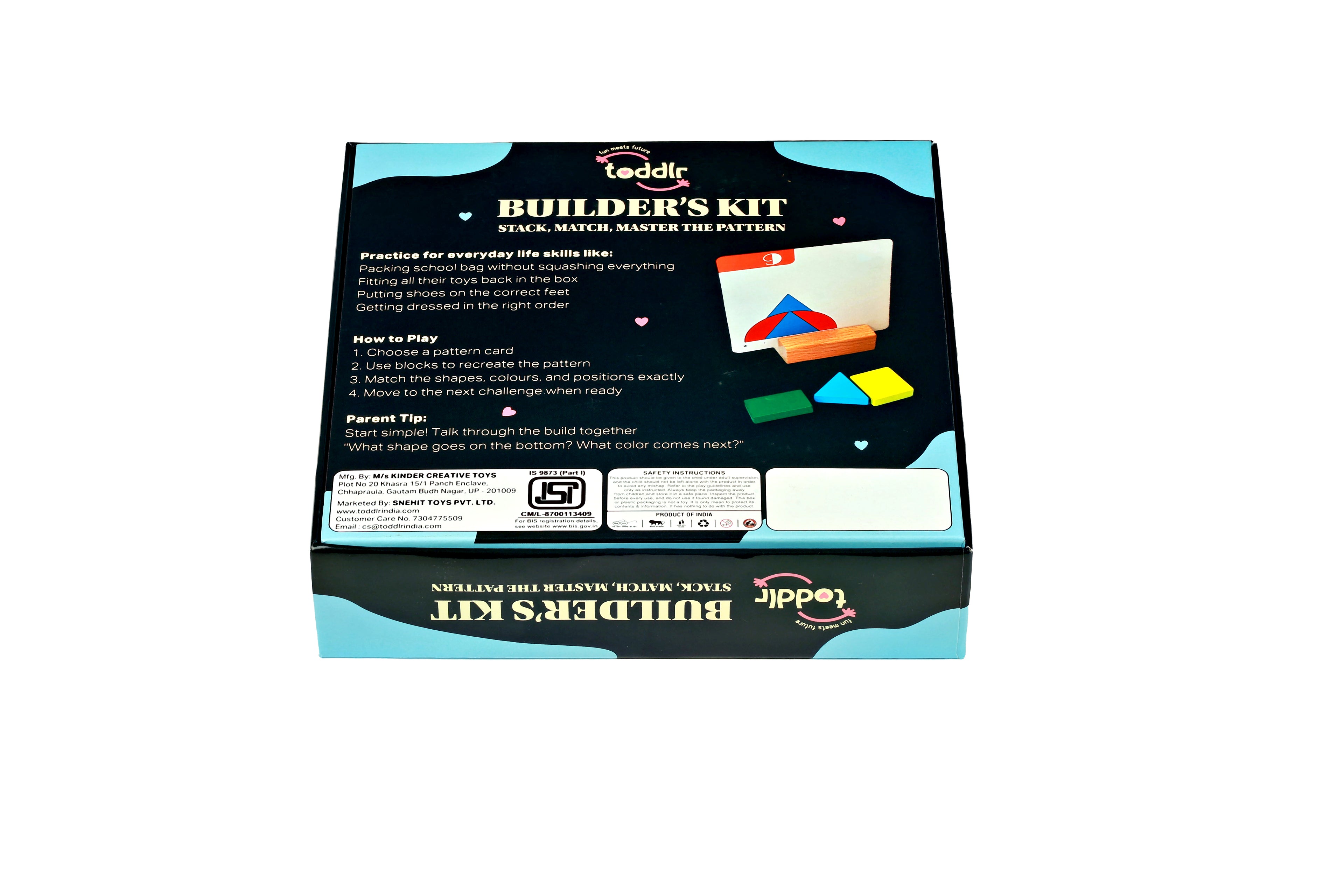 Box of toddlr's 'Builder's Kit' educational product on a white background