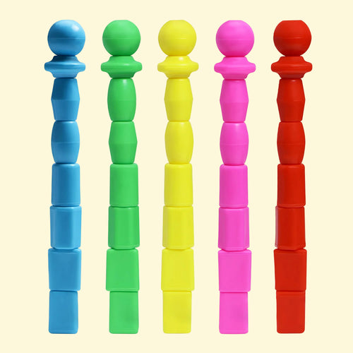 Bead Wizard beads sorted into five colour towers