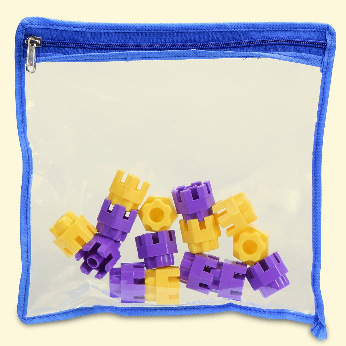 toddlr Hex Engineer hexagon blocks packed in their zip pouch