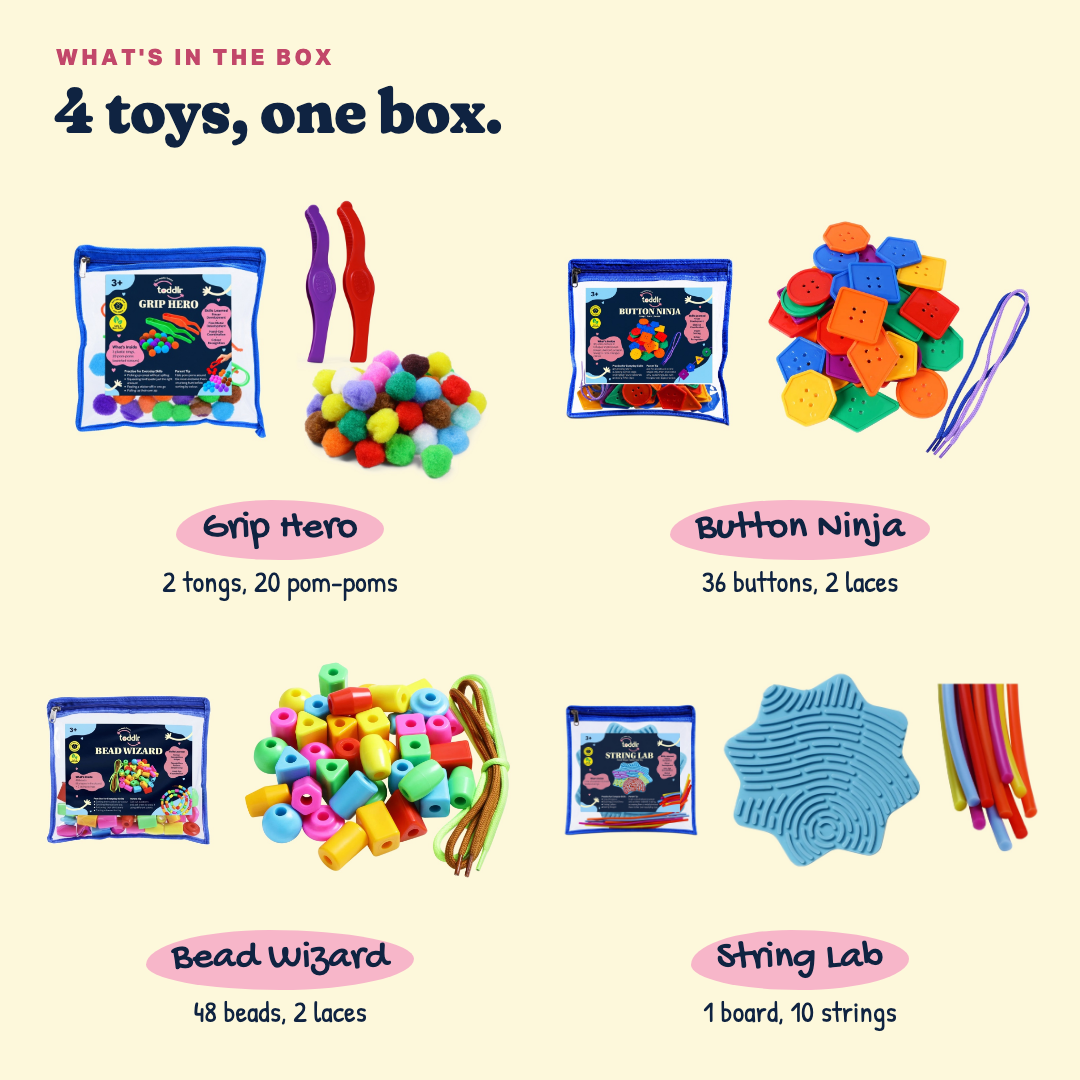 What's in the box: Little Hands Set, 4 toys